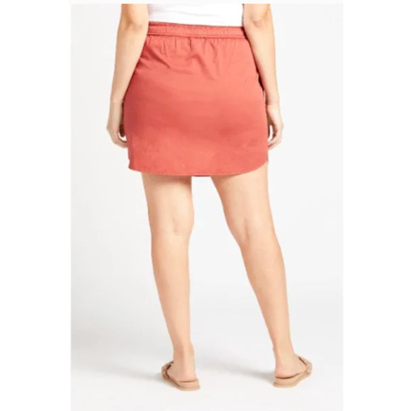 SUNDRY NWT Evereve Sunday Elastic Waist Drawcord Skirt in Brick Rust // Large - Picture 2 of 8